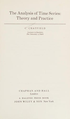 The analysis of time series: theory and practice