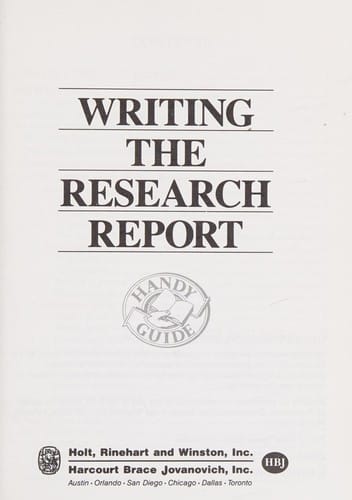 Writing the Research Report (Handy Guide)