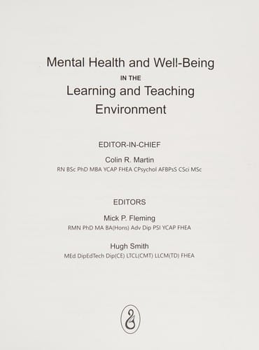 Mental health and well-being in the learning and teaching environment