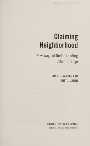Claiming Neighborhood: New Ways for Understanding Urban Change