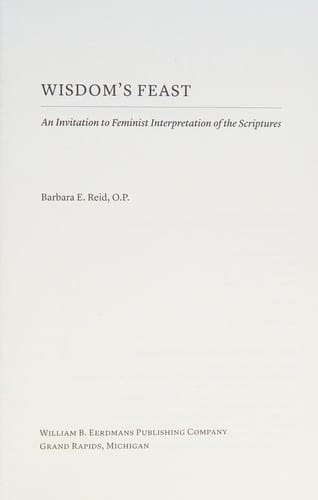 Wisdom's Feast: An Invitation to Feminist Interpretation of the Scriptures