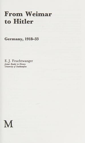 From Weimar to Hitler