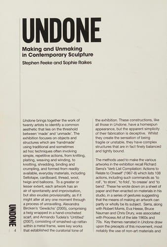 Undone: making and unmaking in contemporary sculpture