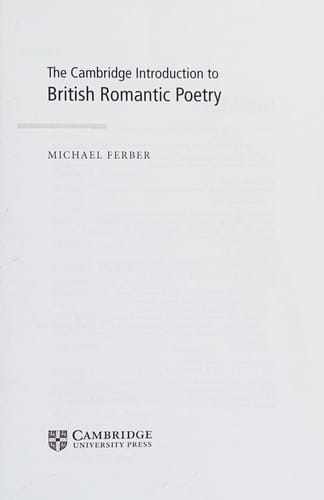 The Cambridge introduction to British romantic poetry