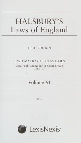 Halsbury's laws of England: International relations law ; Judicial review ; Juries ; Landfill tax