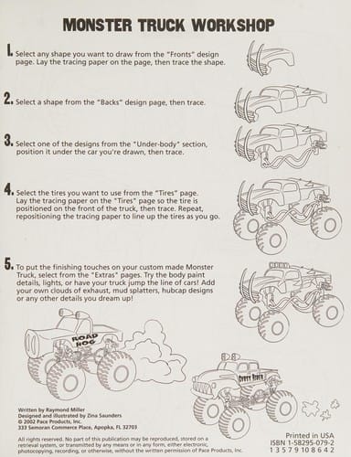 Monster truck workshop: trace & draw rugged, radical monster trucks!