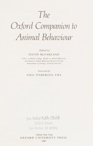 The Oxford companion to animal behaviour