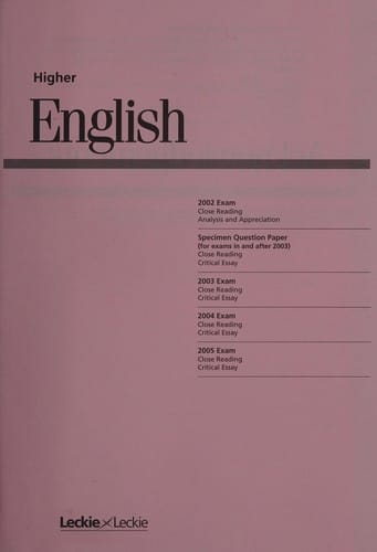 English Higher SQA Past Papers (Official Sqa Past Paper)