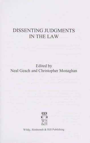 Dissenting judgments in the law