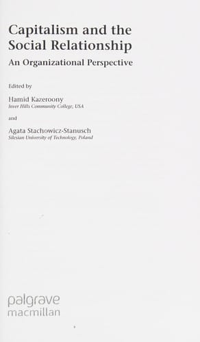 Capitalism and the social relationship: an organizational perspective