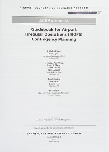 Guidebook for airport irregular operations (IROPS) contingency planning
