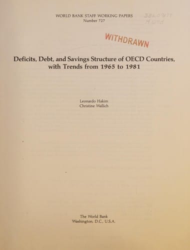 Deficits, debt, and savings structure of OECD countries, with trends from 1965 to 1981