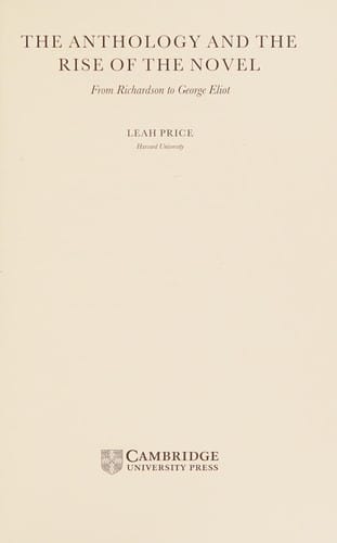 The Anthology and the Rise of the Novel
