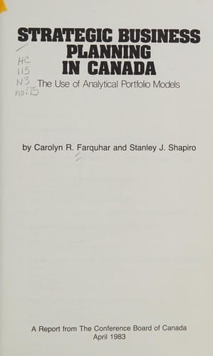 Strategic Business Planning in Canada (Pippin Teacher's Library)