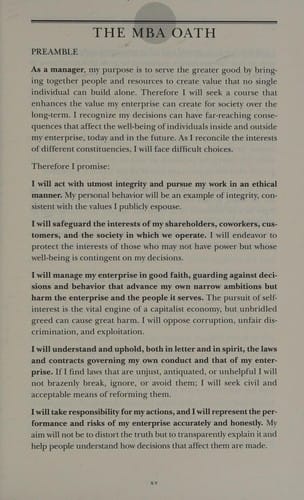 The MBA oath: setting a higher standard for business leaders