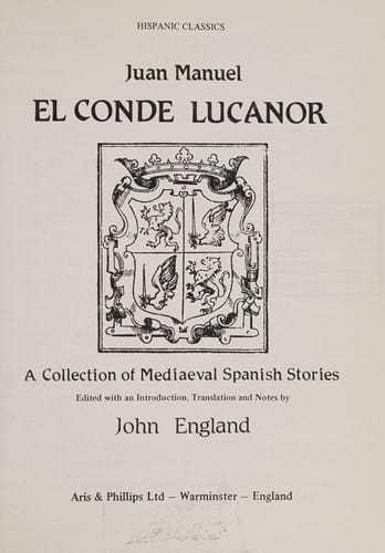 El conde Lucanor: a collection of mediaeval Spanish stories