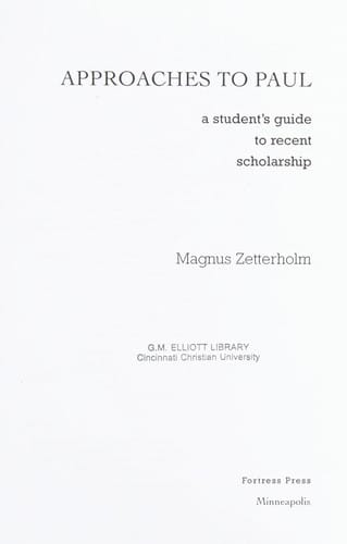 Approaches to Paul: a student's guide to recent scholarship