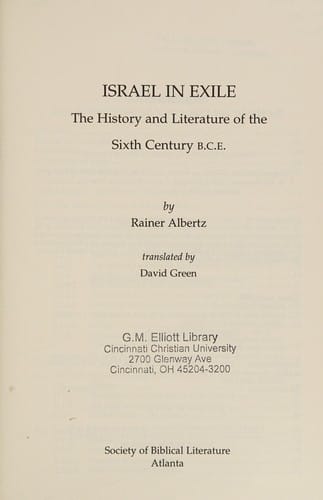 Israel in exile: the history and literature of the sixth century B.C.E.