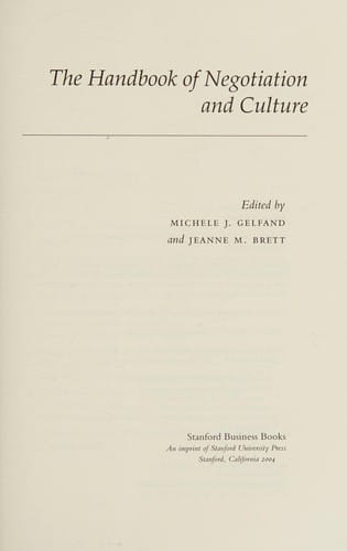 The handbook of negotiation and culture