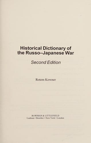 Historical Dictionary of the Russo-Japanese War