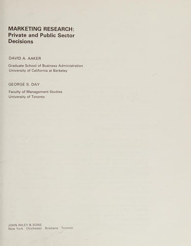 Marketing research: private and public sector decisions