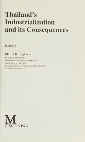 Thailand's industrialization and its consequences