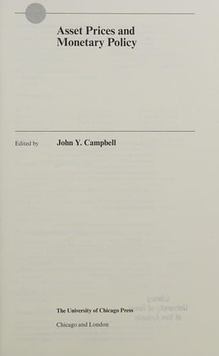 Asset Prices and Monetary Policy (National Bureau of Economic Research Conference Report)