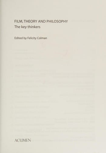 Film, Theory, and Philosophy