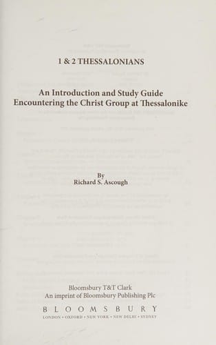 1 & 2 Thessalonians: an introduction and study guide : encountering the Christ group at Thessalonike