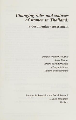 Changing roles and statuses of women in Thailand: a documentary assessment