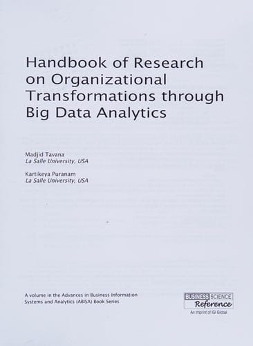 Handbook of research on organizational transformations through big data analytics