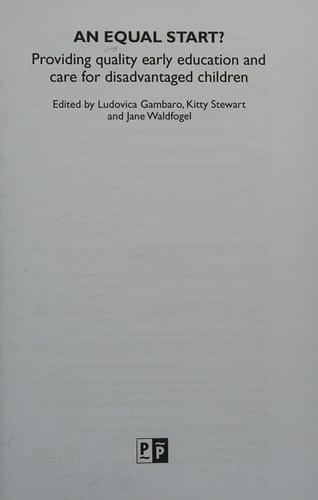 Equal Start?: Providing Quality Early Education and Care for Disadvantaged Children
