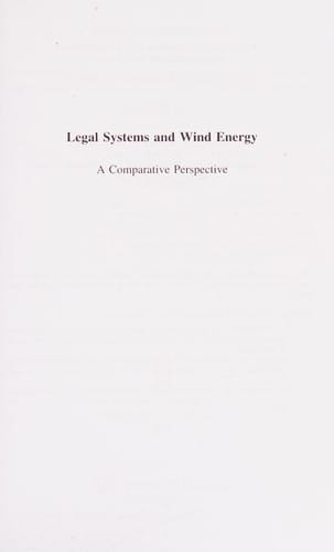 Legal systems and wind energy: a comparative perspective