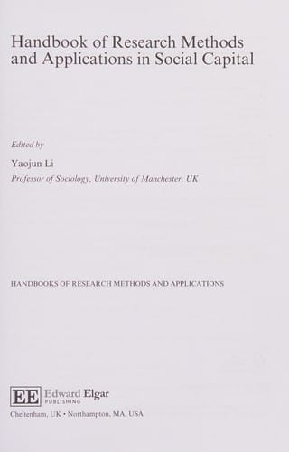 Handbook of Research Methods and Applications in Social Capital