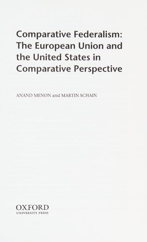 Comparative federalism: the European Union and the United States in comparative perspective