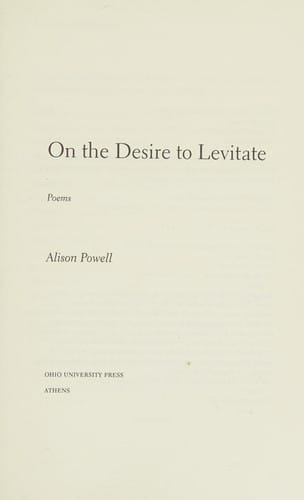 On the desire to levitate: poems