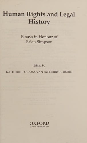 Human rights and legal history: essays in honour of Brian Simpson