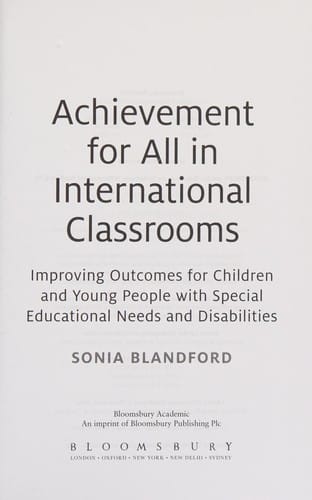 Achievement for All in International Classrooms: Improving Outcomes for Children and Young People with Special Educational Needs and Disabilities