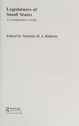 Legislatures of Small States: A Comparative Study