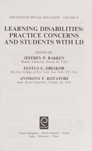 Learning Disabilities: Practice Concerns and Students with Ld