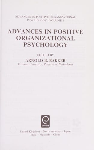 Advances in Positive Organizational Psychology