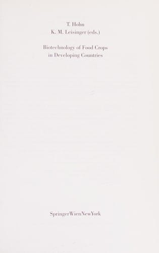 Biotechnology of food crops in developing countries