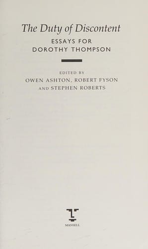 The duty of discontent: essays for Dorothy Thompson