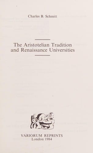 The Aristotelian tradition and Renaissance universities