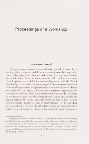 Cancer Care in Low-Resource Areas : Cancer Treatment, Palliative Care, and Survivorship Care: Proceedings of a Workshop