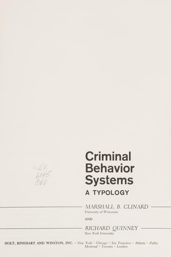 Criminal behavior systems: a typology