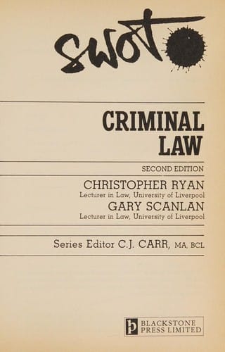 Swot Criminal Law (Swot: Success Without Tears)