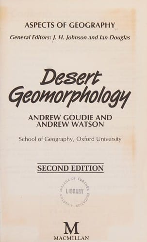 Desert Geomorphology (Aspects of Geography)