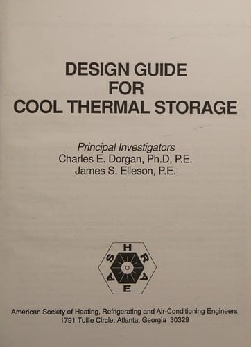Design guide for cool thermal storage