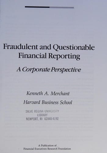 Fraudulent and questionable financial reporting: a corporate perspective